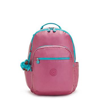 Kipling Seoul Large Metallic 15" Backpack Laptoptassen Roze Turquoise | België 1557QM